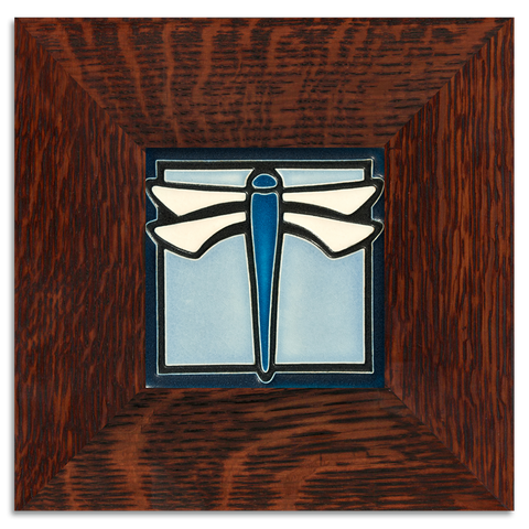 4x4 Dragonfly Light Blue Art Tile, Framed