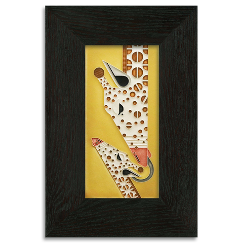 4x8 Yellow Giraffe and a Half Art Tile, Framed