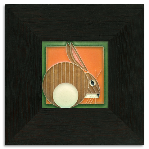 4x4 Hare Carrot Art Tile, Framed