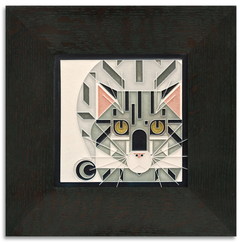 6x6 Grey Catnip Art Tile, Framed